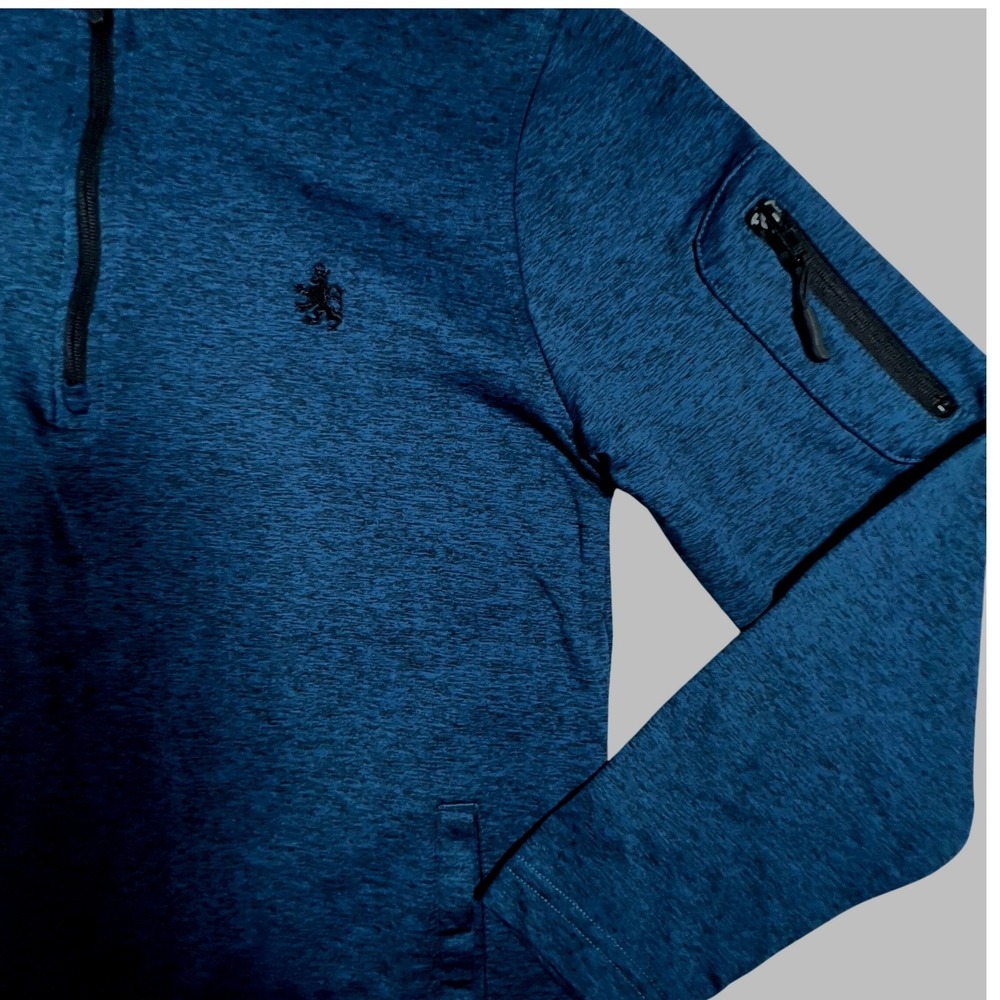 Rugby University Men's 1/4 Zip Pullover Extreme Stretch Marled Blue Shirt Small - Picture 3 of 8